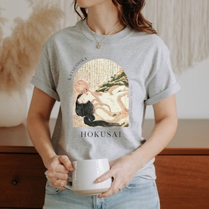 Hokusai Dream Fishermans Wife Japanese T-shirt Ukiyo-e Woodblock Art Japan Kanji Calligraphy Tee Tshirt Great Wave Kanagawa Shunga - HKS 4.1 image 3