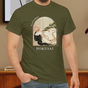 Hokusai Dream Fishermans Wife Japanese T-shirt Ukiyo-e Woodblock Art Japan Kanji Calligraphy Tee Tshirt Great Wave Kanagawa Shunga - HKS 4.1 image 5