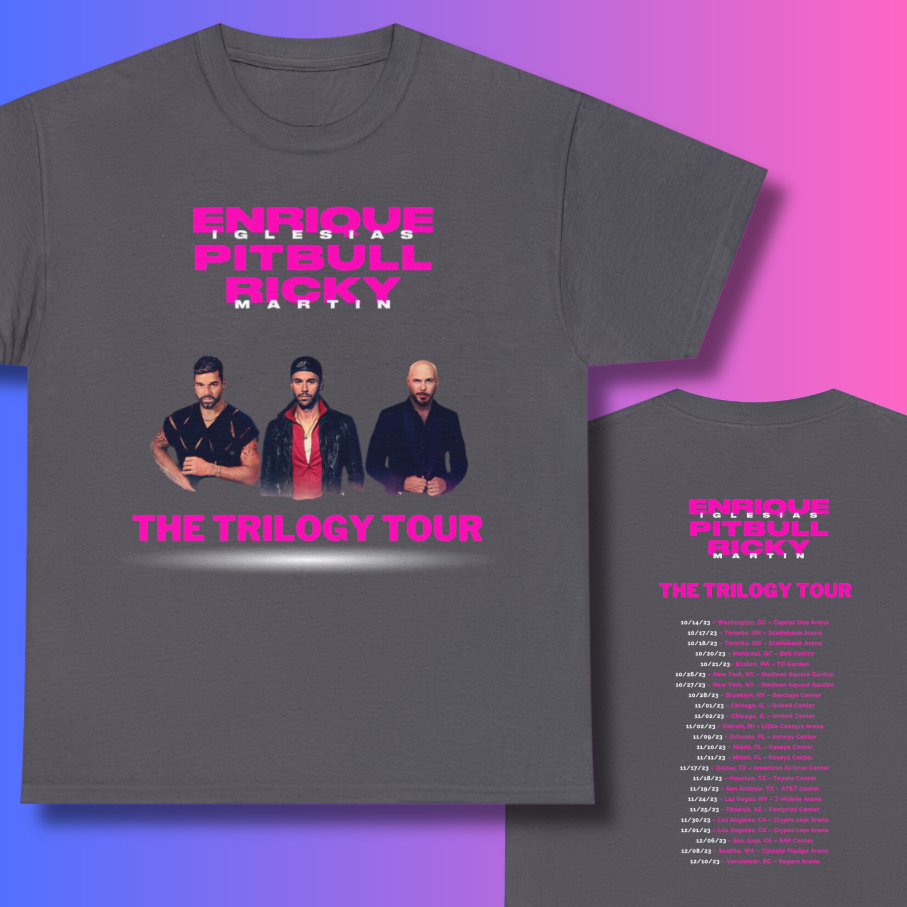 Enrique Iglesias World Tour 2023 Merch, Vintage Album The Trilogy Tour 2023  Tickets Tee, Enrique Iglesias Pitbull Ricky Martin T Shirt - teejeep