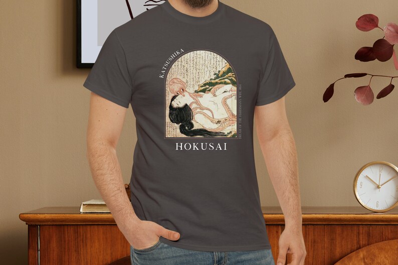Hokusai Dream Fishermans Wife Japanese T-shirt Ukiyo-e Woodblock Art Japan Kanji Calligraphy Tee Tshirt Great Wave Kanagawa Shunga - HKS 4.1 image 6