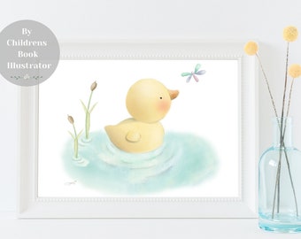 Duckling Nursery Art, Duck Print, Duck Nursery Art, Nursery Wall Art, Baby Animal Prints for Nursery, Baby Animal Prints, Duck Swimming
