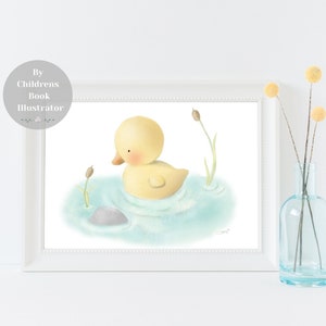 Duck Nursery Decor Print, Duckling Nursery Art, Baby Room Duck Print, Nursery Wall Art, Baby Animal Prints for Nursery, Farm Animal Prints