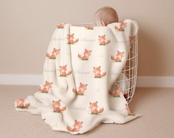 PERSONALIZED Fox Baby Blanket, Forest Animal, Minky Baby Blanket, Custom Newborn Gift, Woodland Nursery Decor, Cozy Baby Blanket with Name