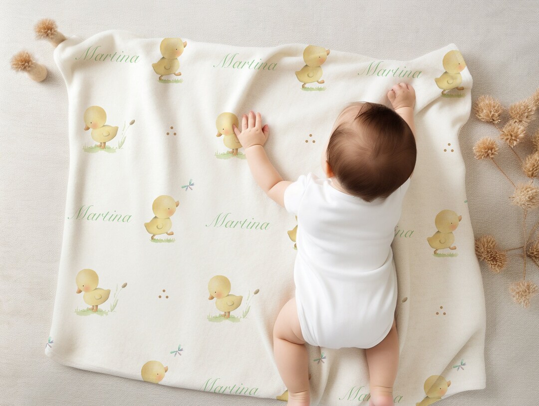 PERSONALIZED Baby Blanket, Cute Duck Blankie, Soft Minky Baby Blanket, Custom Newborn Gift, Duck ...