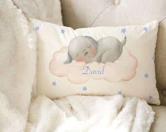 PERSONALIZED Sleeping Puppy Nursery Pillow Cover for Boy or Girl, Nursery Pillow Name, Baby Pillow Case Personalized, Nursery Puppy Decor