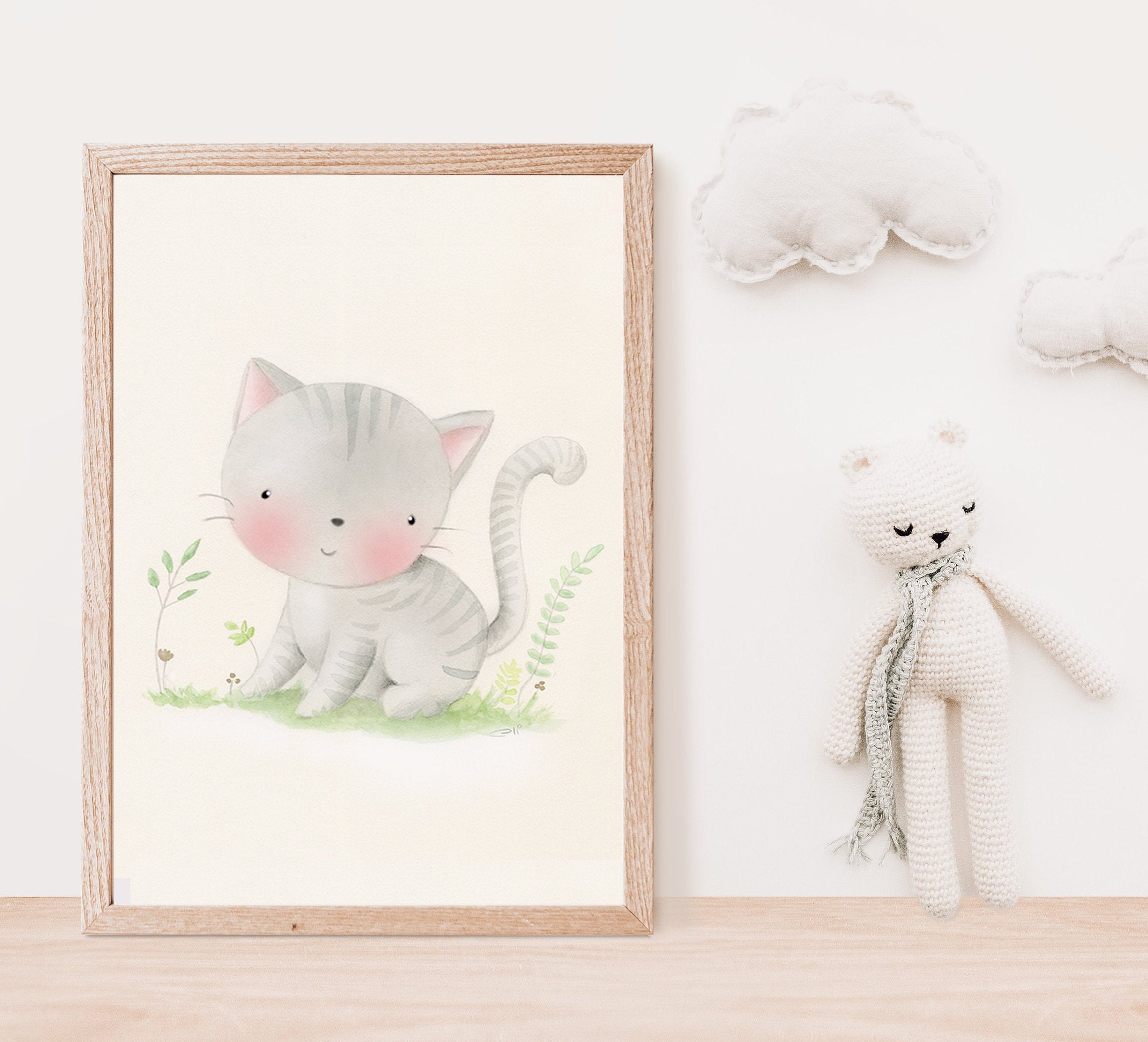 Kitten Wall Art, Baby Cat Print, Girl Boy Bedroom Decor, Animal Nursery ...