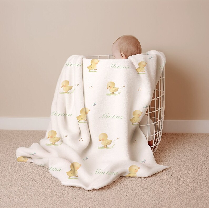PERSONALIZED Baby Blanket, Cute Duck Blankie, Soft Minky Baby Blanket, Custom Newborn Gift, Duck ...
