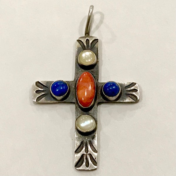 Lapis Sterling Silver Cross Robert Johnson Navajo Native American Artist