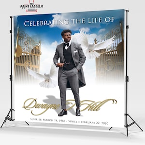 Memorial Backdrop - Background - Custom - Step and Repeat -  Heavens Gates
