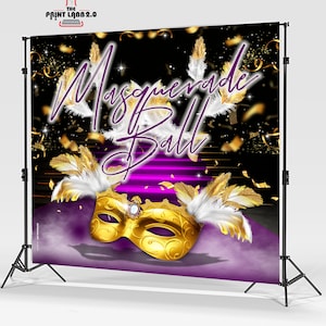 Backdrop - Background - Custom - Step and Repeat - masquerade ball - Birthday - Anniversary - costume party - Party - Celebration