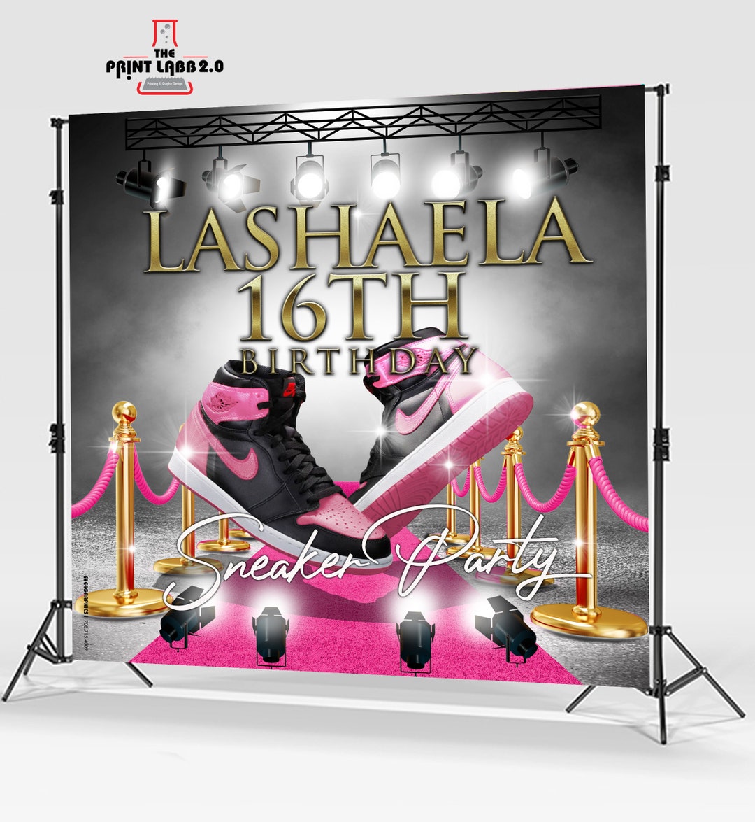 Backdrop Background Custom Step and Repeat Pink Sneaker Ball - Etsy