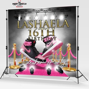 Backdrop - Background - Custom - Step and Repeat - Pink - Sneaker Ball