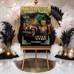Harlem Nights Birthday Welcome Sign, Have a Roaring Good Time, Roaring 20s, Welcome Sign, Gatsby, Roaring 20s, With custom photo added.