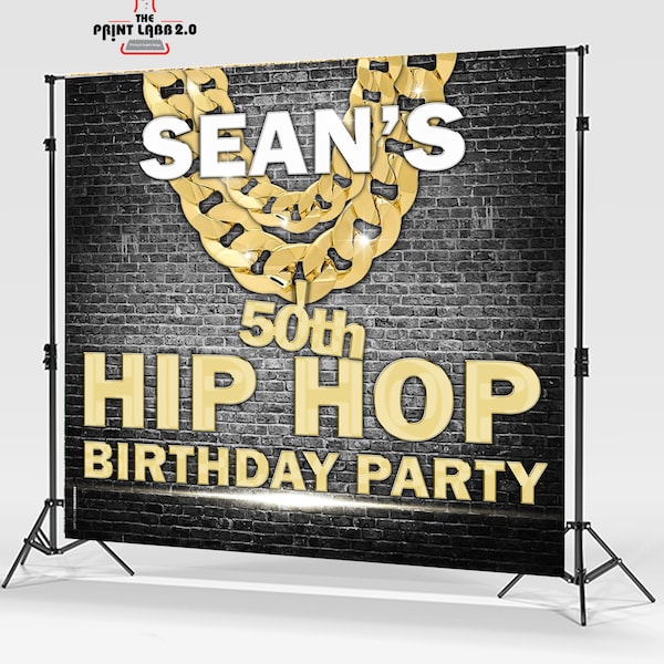 Backdrop - Background - Custom - Step and Repeat - Hip Hop - Gold Chain - Birthday