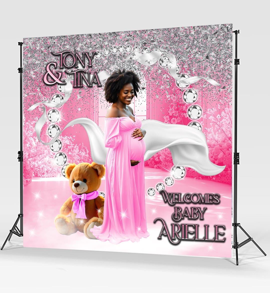 Baby Shower - Girl - Backdrop1 - Banner - Floor Wrap - Custom - Step ...