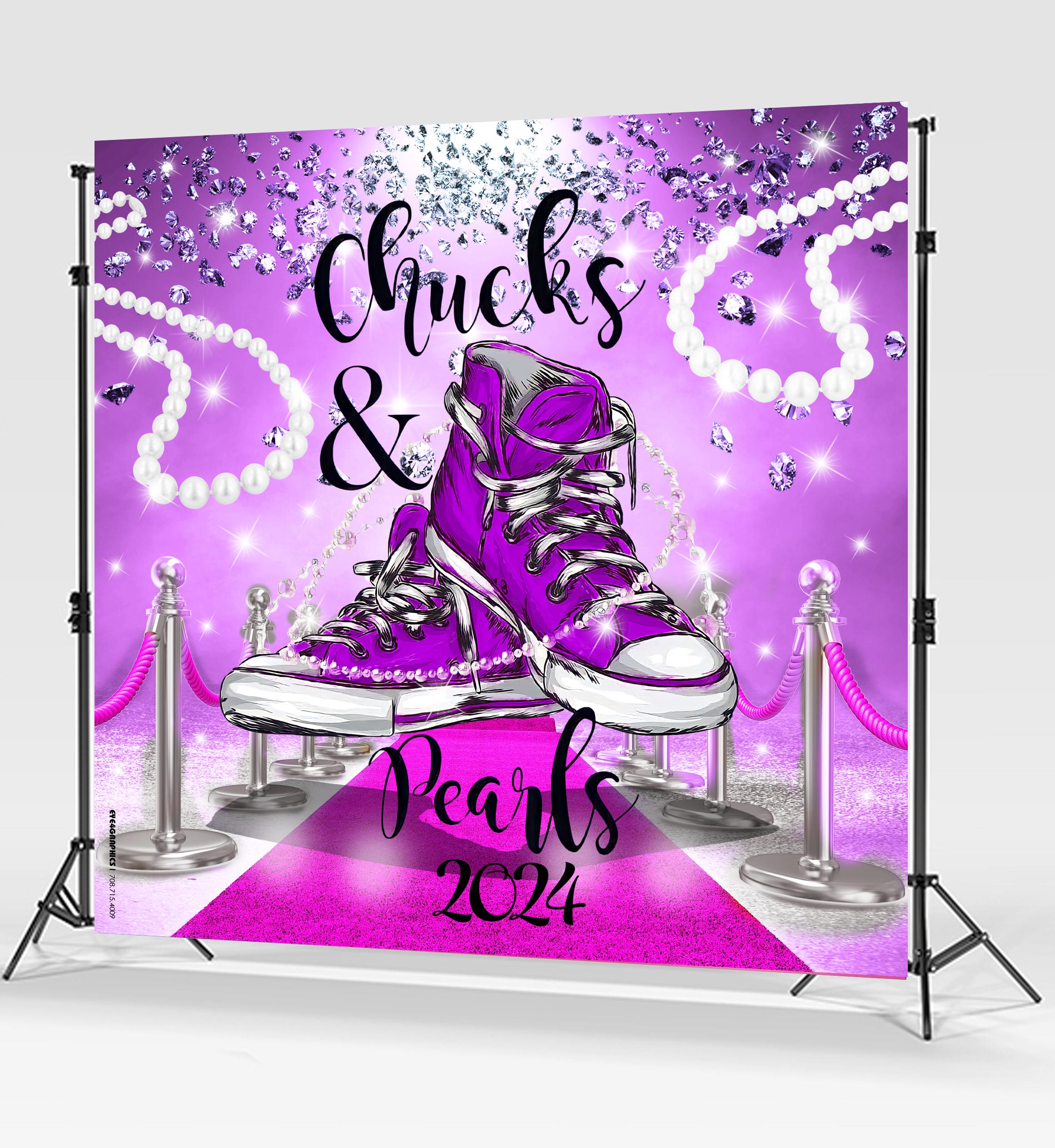 Mandrins et perles violet Sneaker Ball - toile de fond - arrière-plan - personnalisé - Step and Repeat