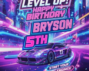 K-Pop Race Car Birthday Backdrop – Custom Kids Party Banner