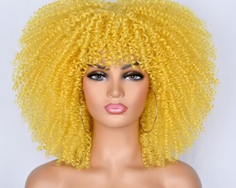 yellow afro wig