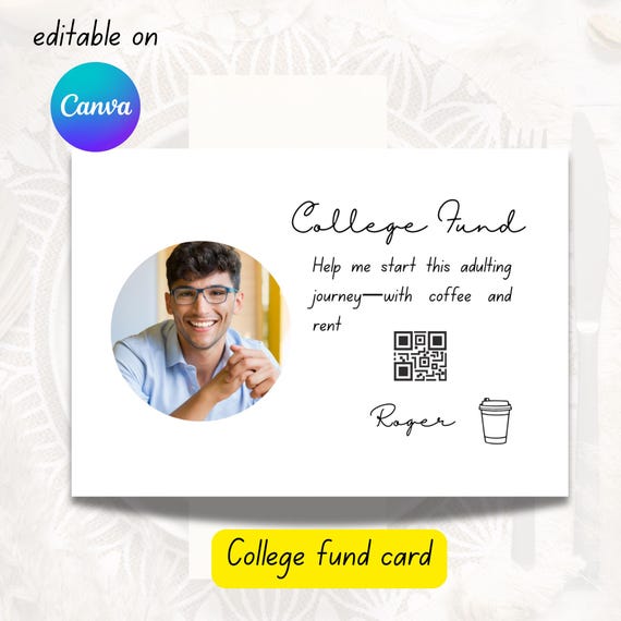 venmo grad card Graduation with Name and Amazon Qr Code Printable College Fund Grad Party