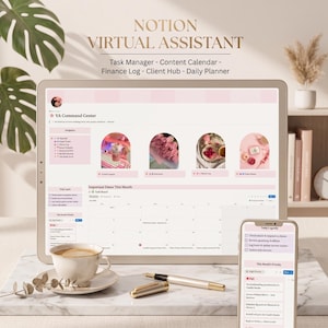 Virtual Assistant Notion Template, Client CRM, Business Hub (Digital Download)