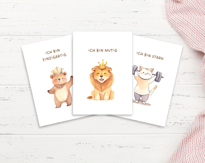 Positive Affirmationskarten für Kinder – Thema Persönliche Stärke, Digitale A5 Dateien zum Ausdrucken