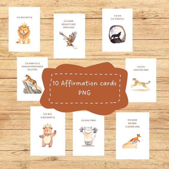 Positive Affirmationskarten für Kinder – Thema Persönliche Stärke, Digitale A5 Dateien zum Ausdrucken