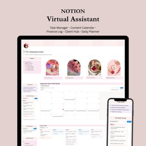 Virtual Assistant Notion Template, Client CRM, Business Hub (Digital Download)