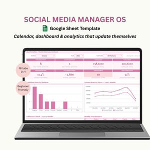 Social Media Manager OS, Content Calendar, Analytics Dashboard (Google Sheets)