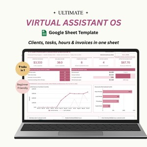 Virtual Assistant Dashboard, Client CRM, Invoice Tracker, Business Planner (Google Sheets)