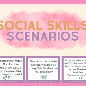 Social Skills Scenarios, Conversation Prompts, Autism, SPED, Special Education, Printable Only