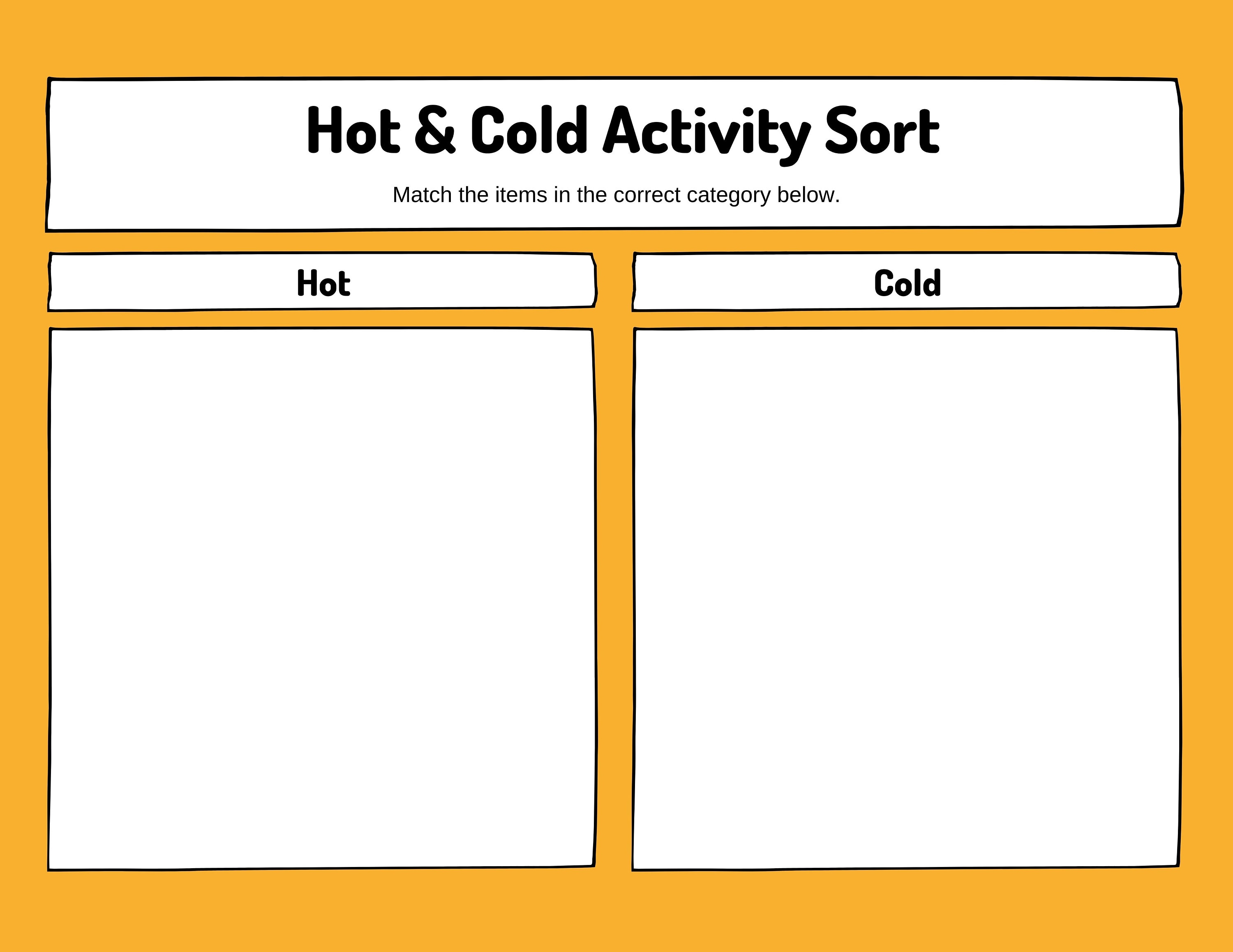 Autism Activity / Hot and Cold Activity / SPED / Special Education ...