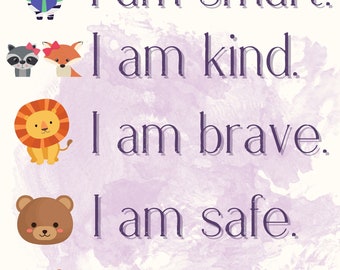 Klassrumsdekoration, Positiva affirmationer, Barndekor, Autism, SPED, Endast utskrivbar fil