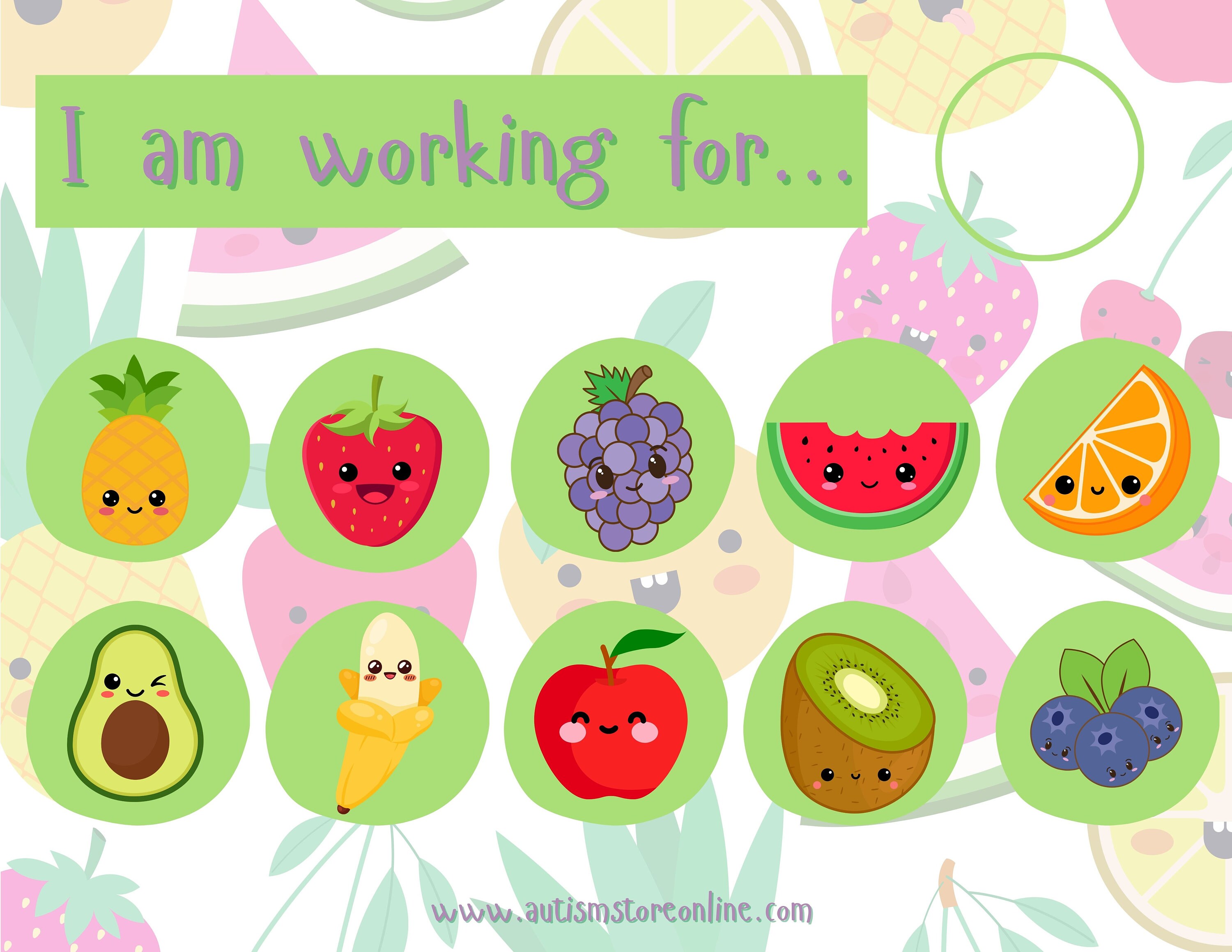 トークンボード、トークンシステム、強化、フルーツトークンボード、トークンエコノミー、かわいい、かわいいフルーツ、印刷可能なファイルのみ