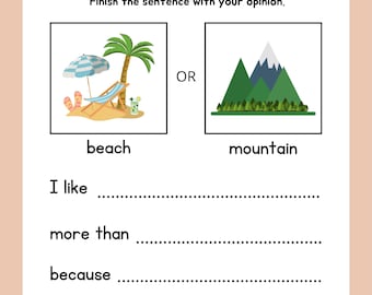 Simple Writing, Writing Prompts, Opinion Writing, SPED, Special Education, Autism