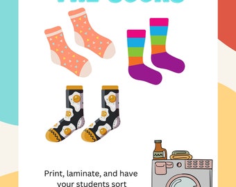 Sorting Socks, Sorting Activity, Matching, SPED, Special Education, Autism, PRINTABLE ONLY