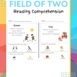 Field of Two Reading Comprehension, Reading Centers, Autism Reading, Special Education, Special Needs, SPED, Easy Reading