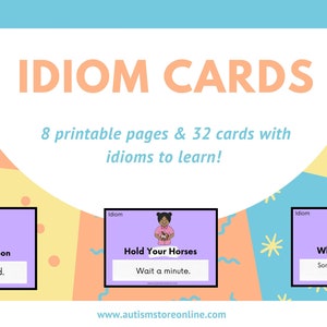 Idioms for Children,  Idiom Card,  Idioms Autism,  Learning Idioms, Autism, SPED, Special Education
