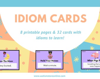 Idiom för barn, Idiomkort, Idiom Autism, Inlärningsidiom, Autism, SPED, Specialpedagogik