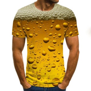 Cerveza 3D impresión camiseta es tiempo carta mujeres hombres divertida novedad camiseta manga corta Tops unisex outfit ropa