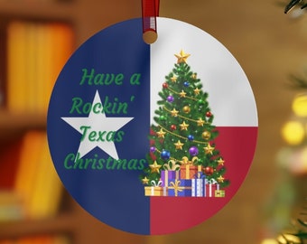 Texas Christmas Ornament – Rockin' Holiday Tree, Texas Flag