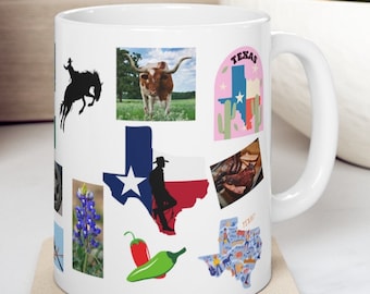 Texas Collage Coffee Mug - State Pride Ceramic Mug 11oz