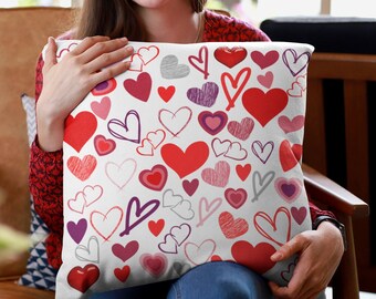 Hearts Pillow, Double Sided Print, Valentine's Day Gift