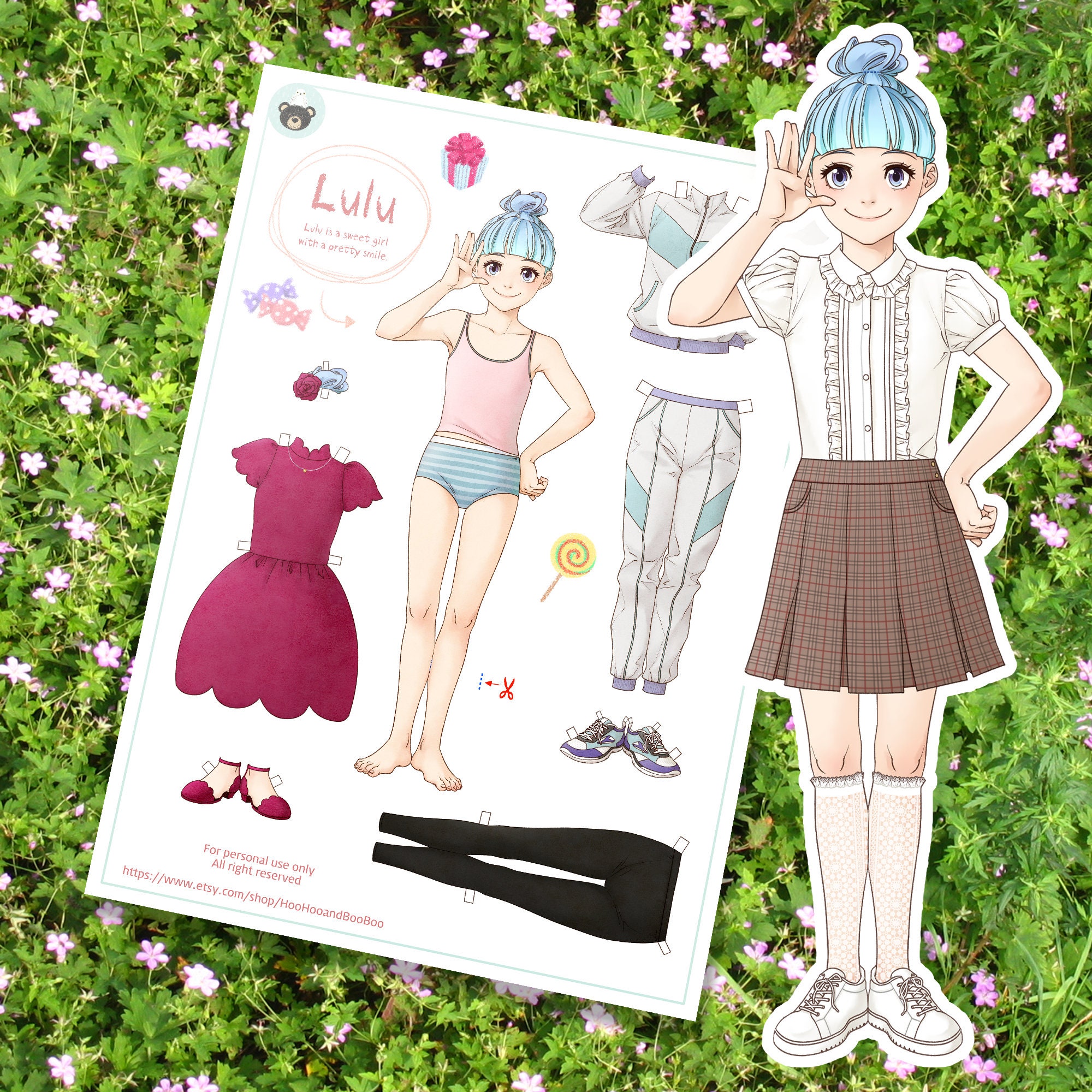 Printable Paper Doll Lulu PDF Digital Download-Paper - Etsy España