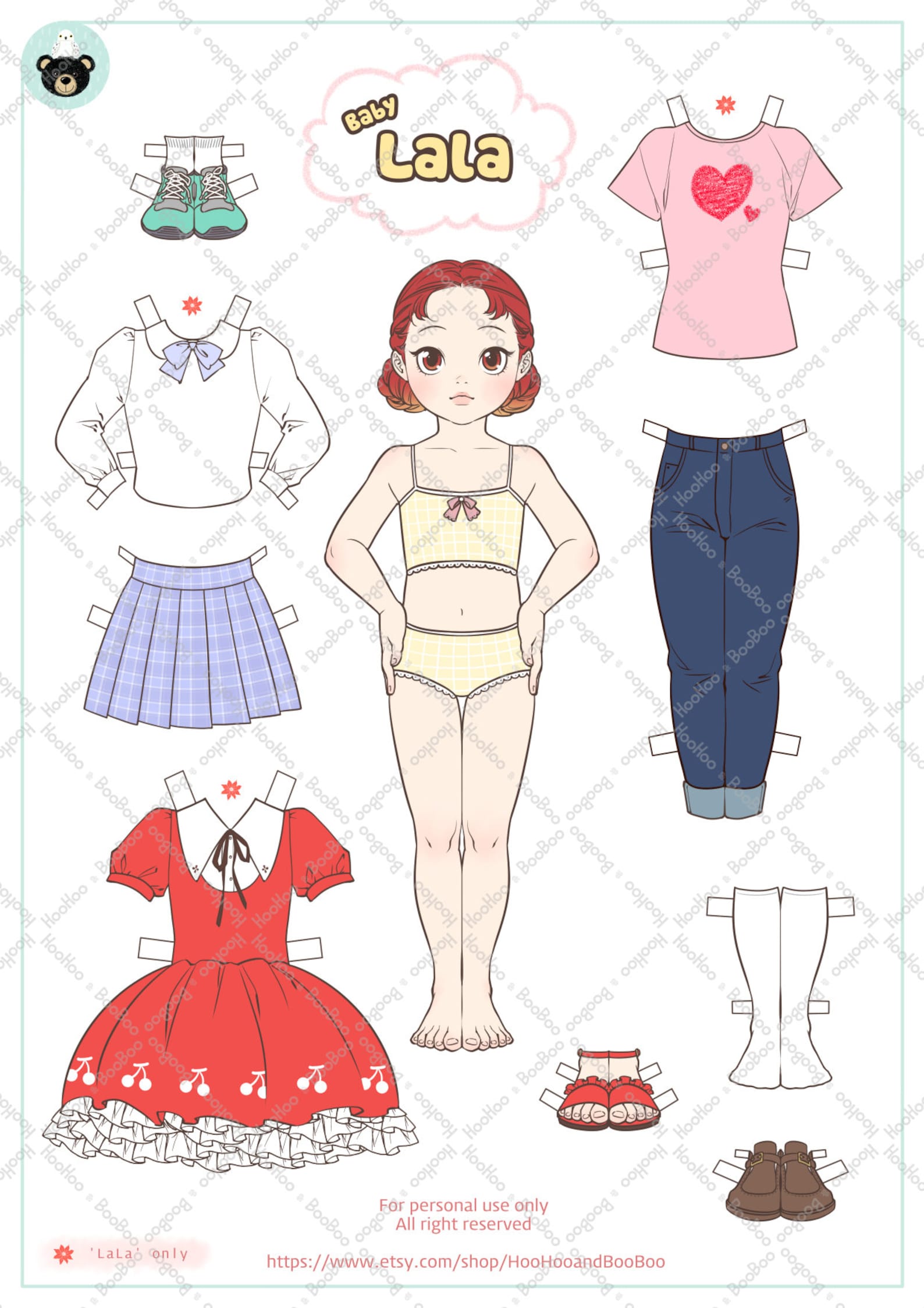 Printable Paper Doll Baby Lala PDF Digital Download paper Toy paper Printable Paper Doll Baby Lala PDF Digital Download paper Toy paper