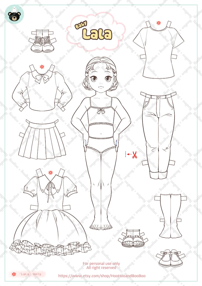 Printable Paper Doll Baby Lala PDF Digital Download paper Toy paper Printable Paper Doll Baby Lala PDF Digital Download paper Toy paper