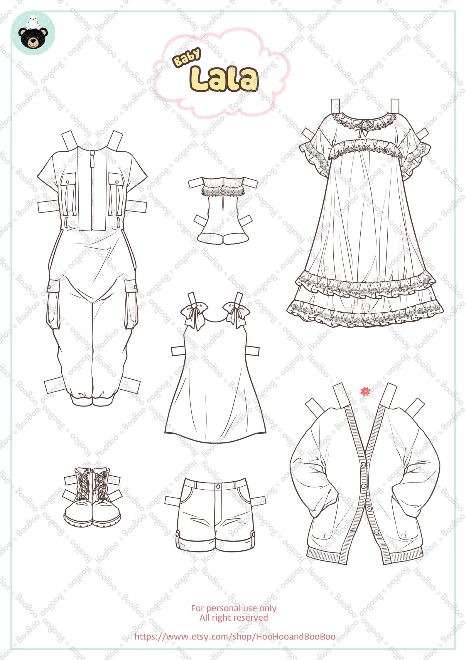 Printable Paper Doll Baby Lala PDF Digital Download-paper Toy-paper Craft-fashion ...