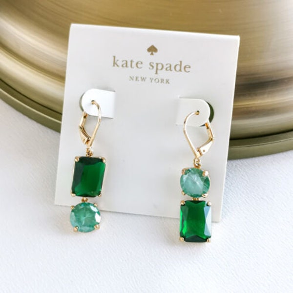 Kate Spade EARRINGS, Green, Gold & Blue; Comes with Dust Bag. Birthday, Anniversary, Graduation, Prom Gift Idea!