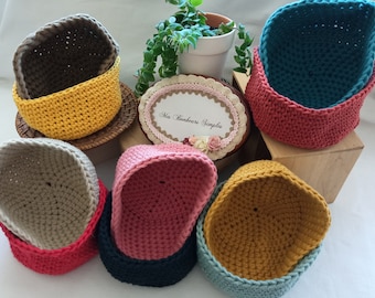 paniers en coton au crochet