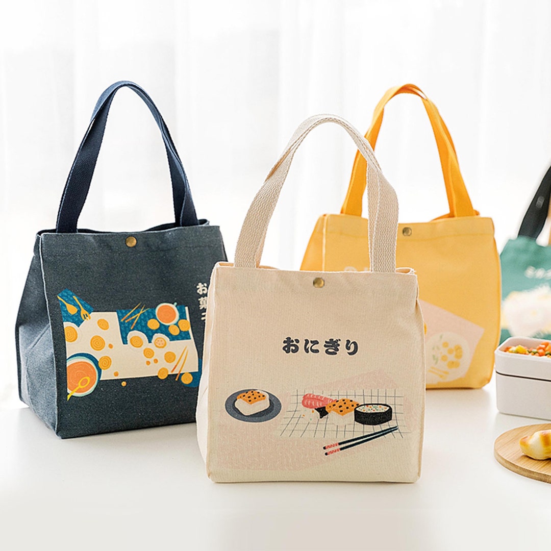 Cute Canvas Japanese Lunch Bagheat Insulated Lunch Toteeco Etsy