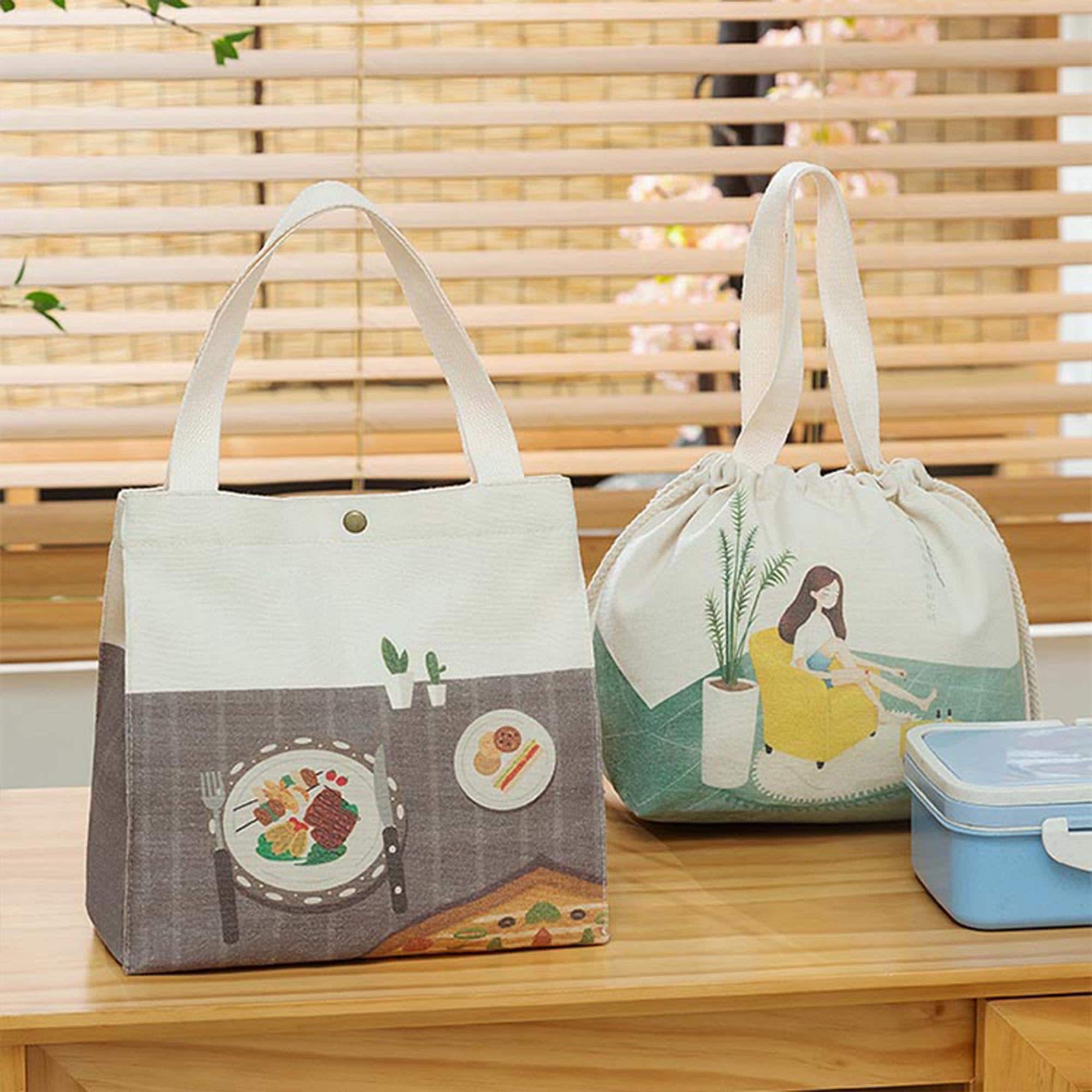 Japanese Lunch Tote Baglunch Bag for Women Insulatedcanvas 